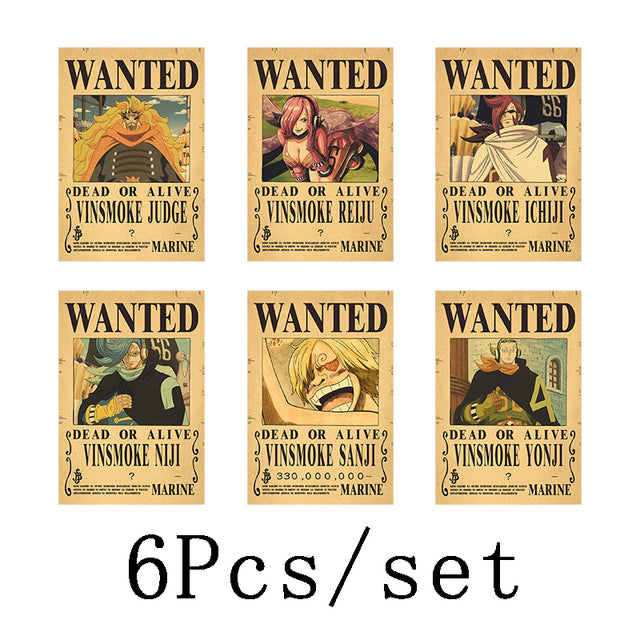 10Pcs/set One Piece Anime Vintage Posters