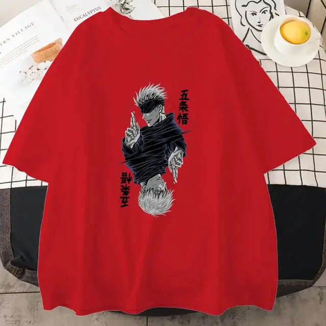Jujutsu Kaisen Satoru Gojo Anime Printed  Short Sleeve T Shirt