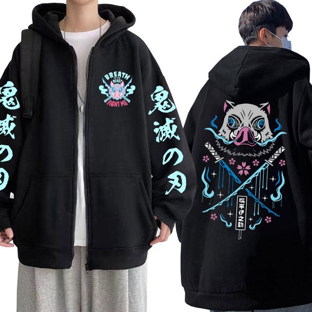 Anime Demon Slayer Zipper Hoodie Kimetsu No Yaiba Inosuke