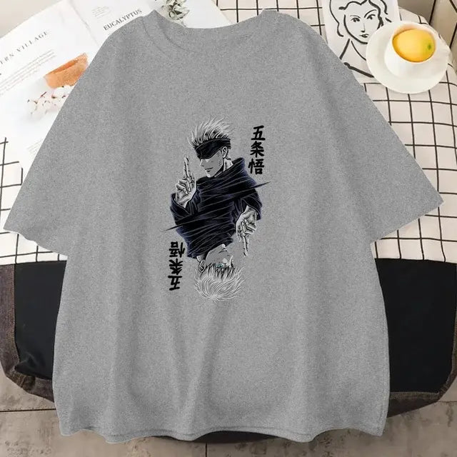 Jujutsu Kaisen Satoru Gojo Anime Printed  Short Sleeve T Shirt