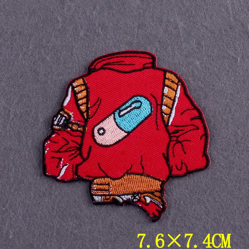 japanese Anime Patches On Clothes Calcifer Iron on Embroidered Patches For Clothing DIY Chainsaw Man Stripes Applique Accessory