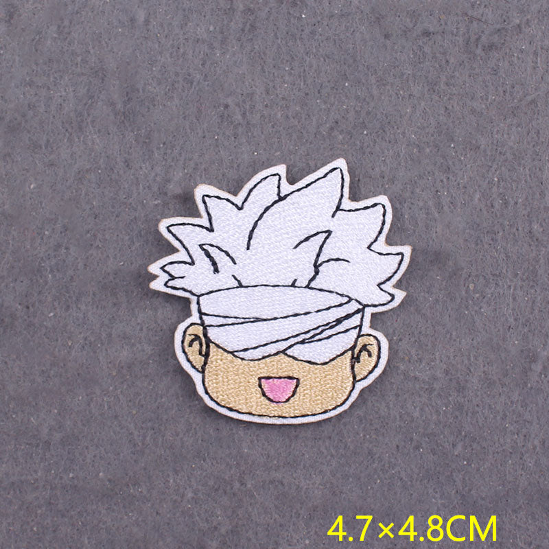 japanese Anime Patches On Clothes Calcifer Iron on Embroidered Patches For Clothing DIY Chainsaw Man Stripes Applique Accessory