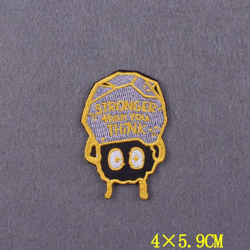 japanese Anime Patches On Clothes Calcifer Iron on Embroidered Patches For Clothing DIY Chainsaw Man Stripes Applique Accessory