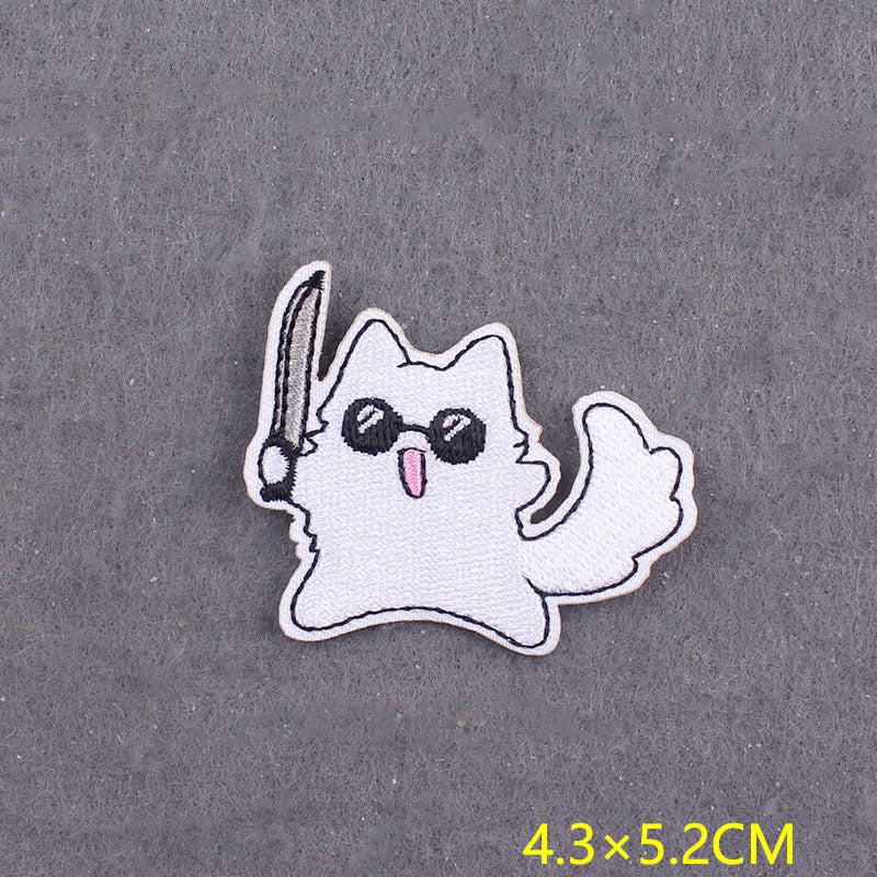 japanese Anime Patches On Clothes Calcifer Iron on Embroidered Patches For Clothing DIY Chainsaw Man Stripes Applique Accessory