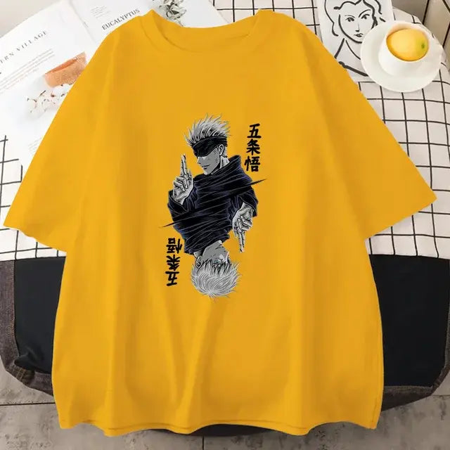 Jujutsu Kaisen Satoru Gojo Anime Printed  Short Sleeve T Shirt