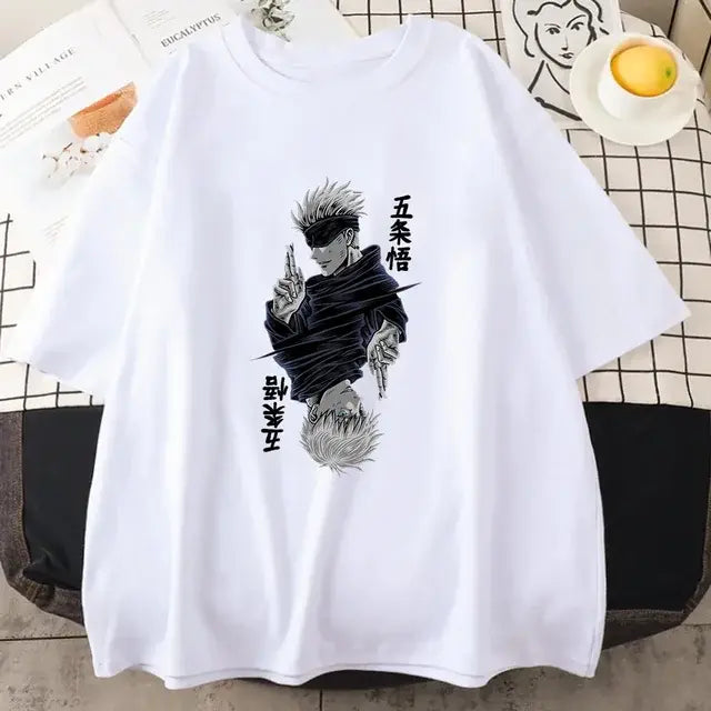 Jujutsu Kaisen Satoru Gojo Anime Printed  Short Sleeve T Shirt