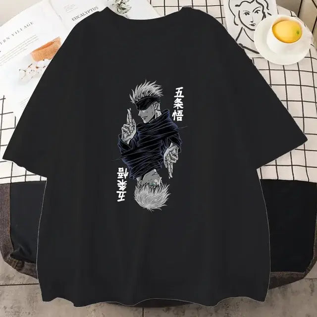 Jujutsu Kaisen Satoru Gojo Anime Printed  Short Sleeve T Shirt