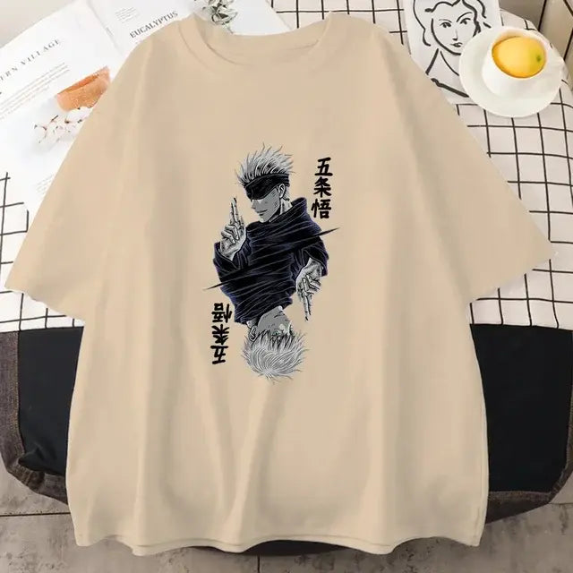 Jujutsu Kaisen Satoru Gojo Anime Printed  Short Sleeve T Shirt