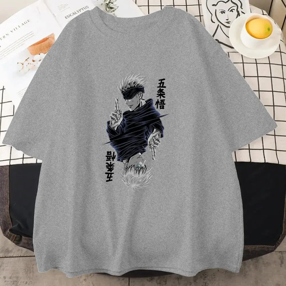 Jujutsu Kaisen Satoru Gojo Anime Printed  Short Sleeve T Shirt