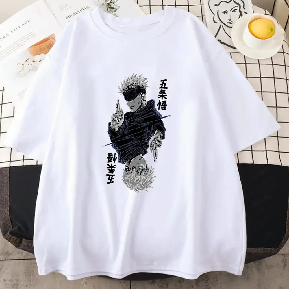 Jujutsu Kaisen Satoru Gojo Anime Printed  Short Sleeve T Shirt
