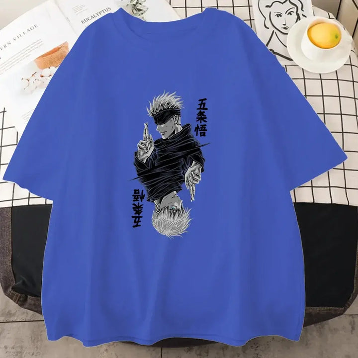 Jujutsu Kaisen Satoru Gojo Anime Printed  Short Sleeve T Shirt