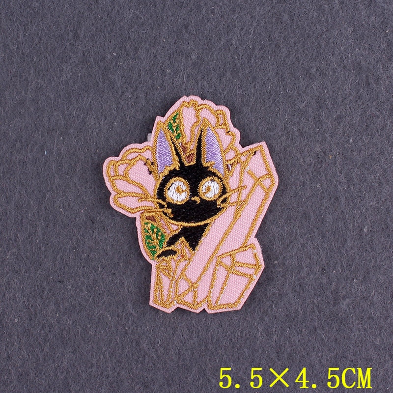 japanese Anime Patches On Clothes Calcifer Iron on Embroidered Patches For Clothing DIY Chainsaw Man Stripes Applique Accessory