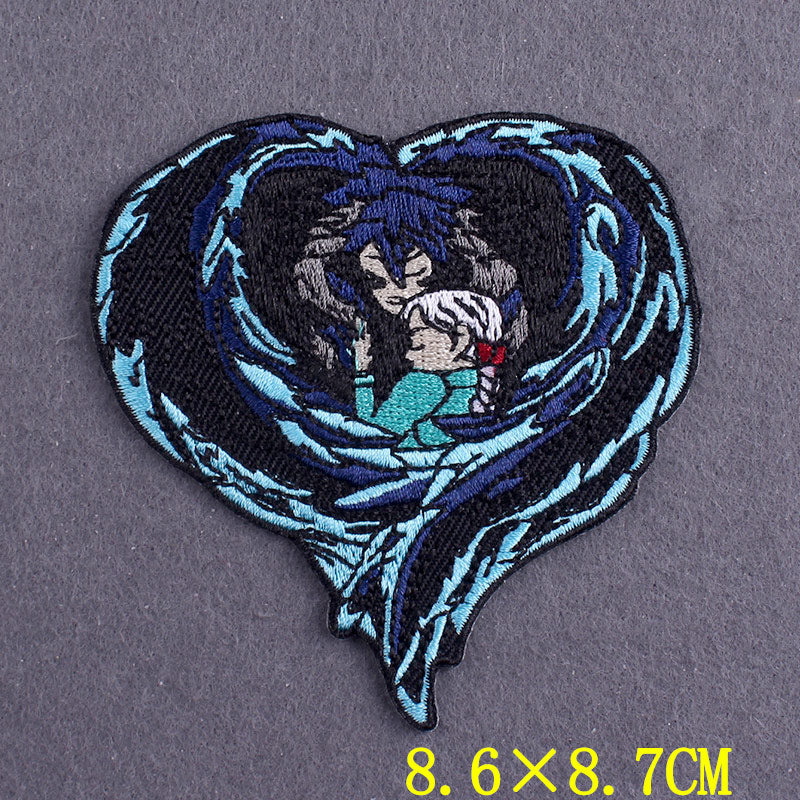 japanese Anime Patches On Clothes Calcifer Iron on Embroidered Patches For Clothing DIY Chainsaw Man Stripes Applique Accessory