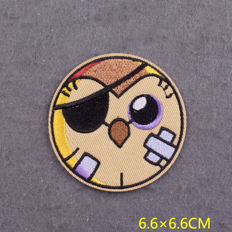 japanese Anime Patches On Clothes Calcifer Iron on Embroidered Patches For Clothing DIY Chainsaw Man Stripes Applique Accessory