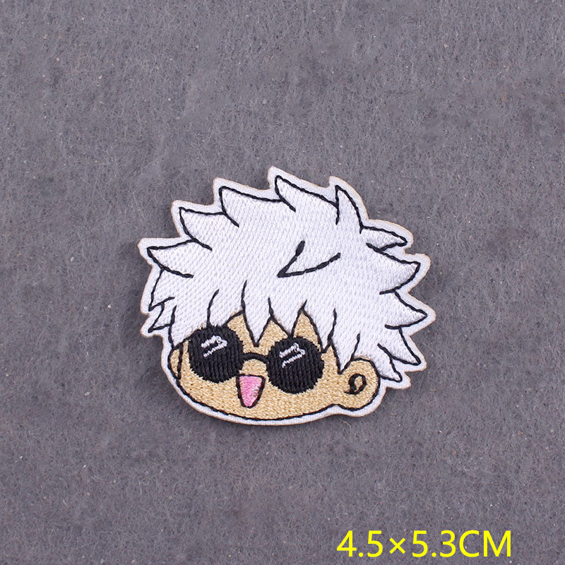 japanese Anime Patches On Clothes Calcifer Iron on Embroidered Patches For Clothing DIY Chainsaw Man Stripes Applique Accessory