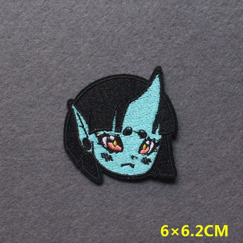 japanese Anime Patches On Clothes Calcifer Iron on Embroidered Patches For Clothing DIY Chainsaw Man Stripes Applique Accessory