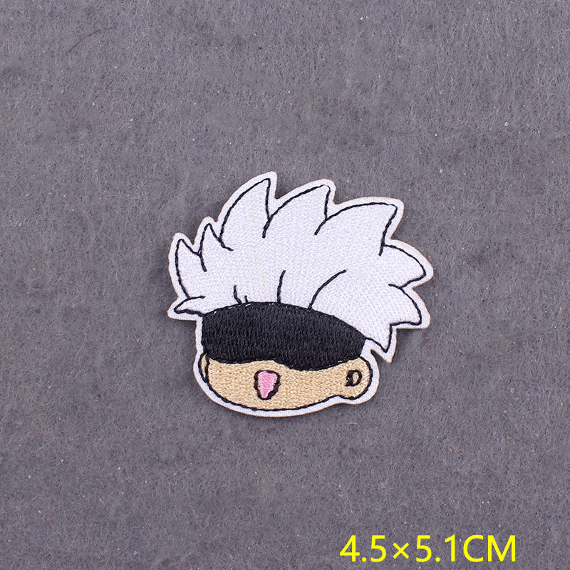 japanese Anime Patches On Clothes Calcifer Iron on Embroidered Patches For Clothing DIY Chainsaw Man Stripes Applique Accessory
