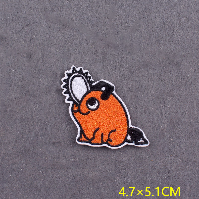 japanese Anime Patches On Clothes Calcifer Iron on Embroidered Patches For Clothing DIY Chainsaw Man Stripes Applique Accessory