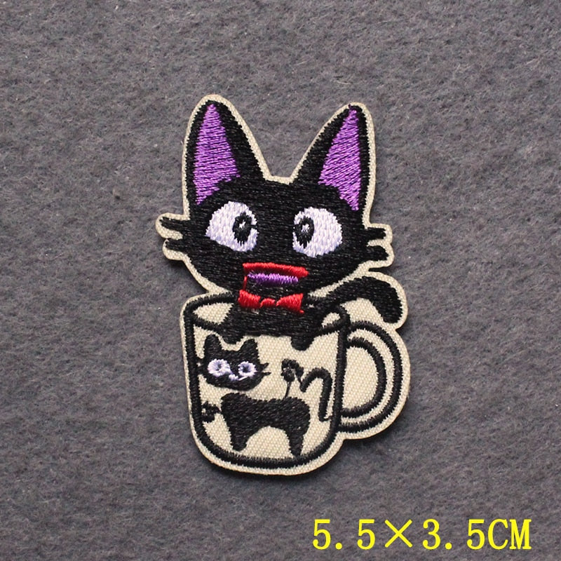 japanese Anime Patches On Clothes Calcifer Iron on Embroidered Patches For Clothing DIY Chainsaw Man Stripes Applique Accessory